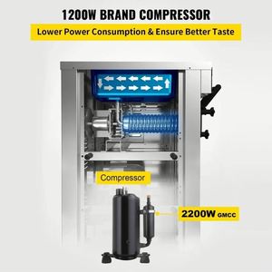 VEVOR 1200W A168 Compresseur Machine à Crème Glacée 4 Buses Panneau LCD Yaourt Lait Matière Première 3 Saveurs Machine à Crème Glacée - Product Image 4