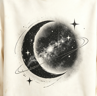   Sweat-shirt à capuche délavé Kornit DTG avec motif planète lune cosmique, cordon de serrage, coupe ample, style rétro streetwear