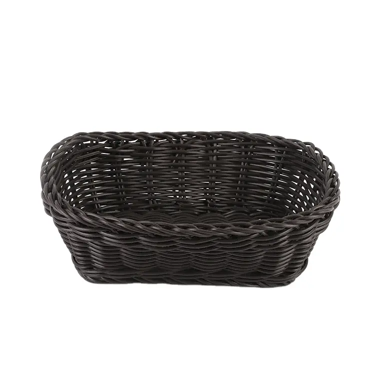 polyrattan wicker black plastic bread basket