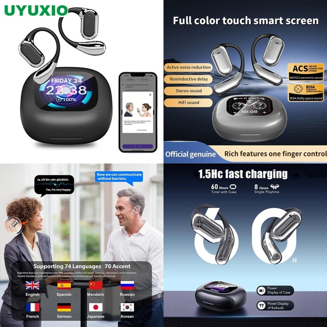 Professional AI Translation Earbuds 144 Languages Wireless Open Ear Headset Real Time Voice Translator for International Trade