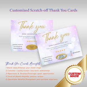 Custom Scratch Card Discount Offers Printing <b>Contact</b> Information Premium Scratch <b>Paper</b> Full-Color Thank You Cards - Product Image 5