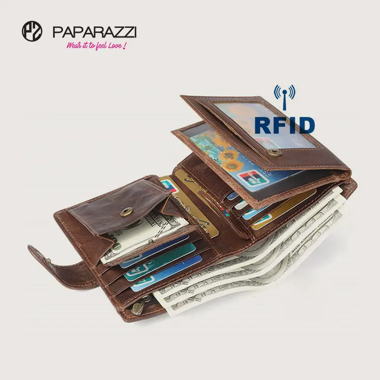 Paparazzi #PA0448 Custom Logo purse wallets men Rfid genuine leather men's wallet made of genuine leather smart wallet for men