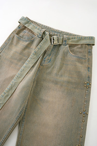 En Stock: Jeans Formales Transpirables de Pierna Recta, Lavado Claro, Algodón, Estilo Vintage, Talla Grande para Hombre, Primavera/Verano - Product Image 3