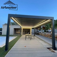 Pergola bioclimatique Airfun Outdoor Custom MDF écologique avec toit électrique réglable, imperméable et structure d'ombrage LED.