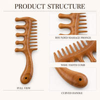 Peigne de massage du cuir chevelu en bois double face en bois de rose, bois de santal doré et corne de rhinocéros, pour soins capillaires, vente en gros, fournisseur OEM ODM, usine