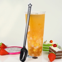 Sendok Plastik Sekali Pakai Food Grade Ukuran Besar 18cm 21cm 22cm Gagang Panjang untuk Minuman Soda, Toko Teh Susu, Sup Es, Pengaduk, Garpu Buah