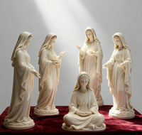 Estatuas DE LA Virgen María de resina blanca con centro de mesa de pose de loto, colección de figuritas religiosas de la Madre María para la decoración del altar del hogar