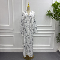 Abaya Sharut Été 2026 Luxe Aïd Kimono Islamique Robe Musulmane Femme Imprimé Floral Magnifique Abaya de Dubaï avec Ensemble Foulard