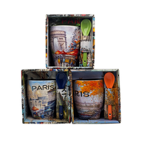 Série de saisons colorées 340ml Tasses en céramique Design classique avec souvenirs et cuillères attrayants en boîte pour les fêtes et les visites