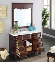 Meuble de salle de bain sur pied en bois massif Guanda, finition cerisier, style traditionnel, pour hôtel, vente en gros par fabricant chinois