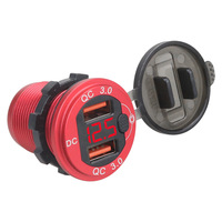 Cargador de Coche USB Doble QC3.0 Impermeable, 12V 24V, Adaptador de Carga Rápida con Pantalla LED de Voltaje para Motocicleta, Marino, ATV
