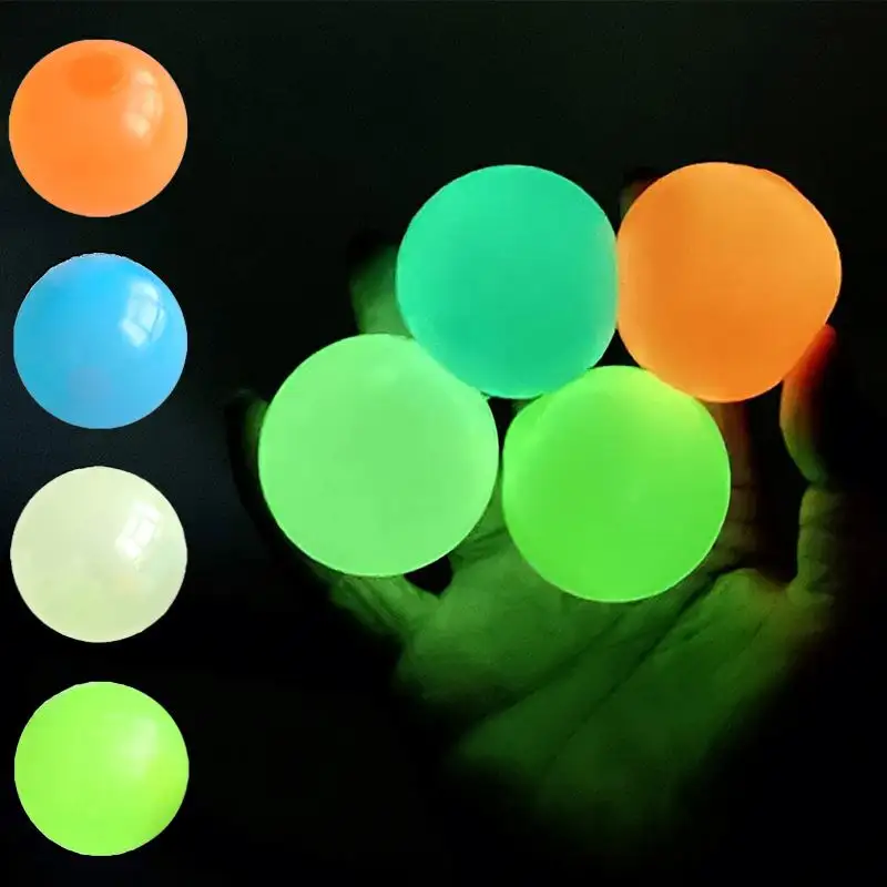 2021 magic squis rainbow glowing squishy soft ball for luminous glow in the dark sticky wall celling sticky ball for stress ball