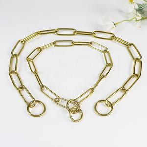 Collar de perro de entrenamiento duradero directo de fábrica, cadena de eslabones cubanos de cobre y latón, Collar de cadena de perro resistente, Color dorado para Control - Product Image 1