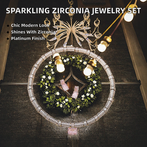 Parure de bijoux deux pièces pour femme, plaqué platine, avec zircone jaune rose étincelante taille fleur de glace, pour mariage et fiançailles - Product Image 2