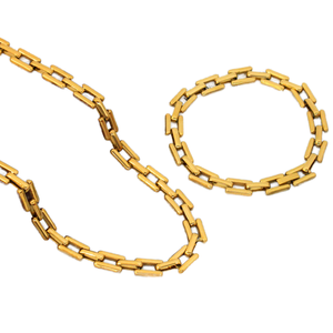 Parures de bijoux en acier inoxydable plaqué or 18 carats de haute qualité pour femmes et jeunes filles – Collier/bracelet tendance, cadeau de mariage - Product Image 1