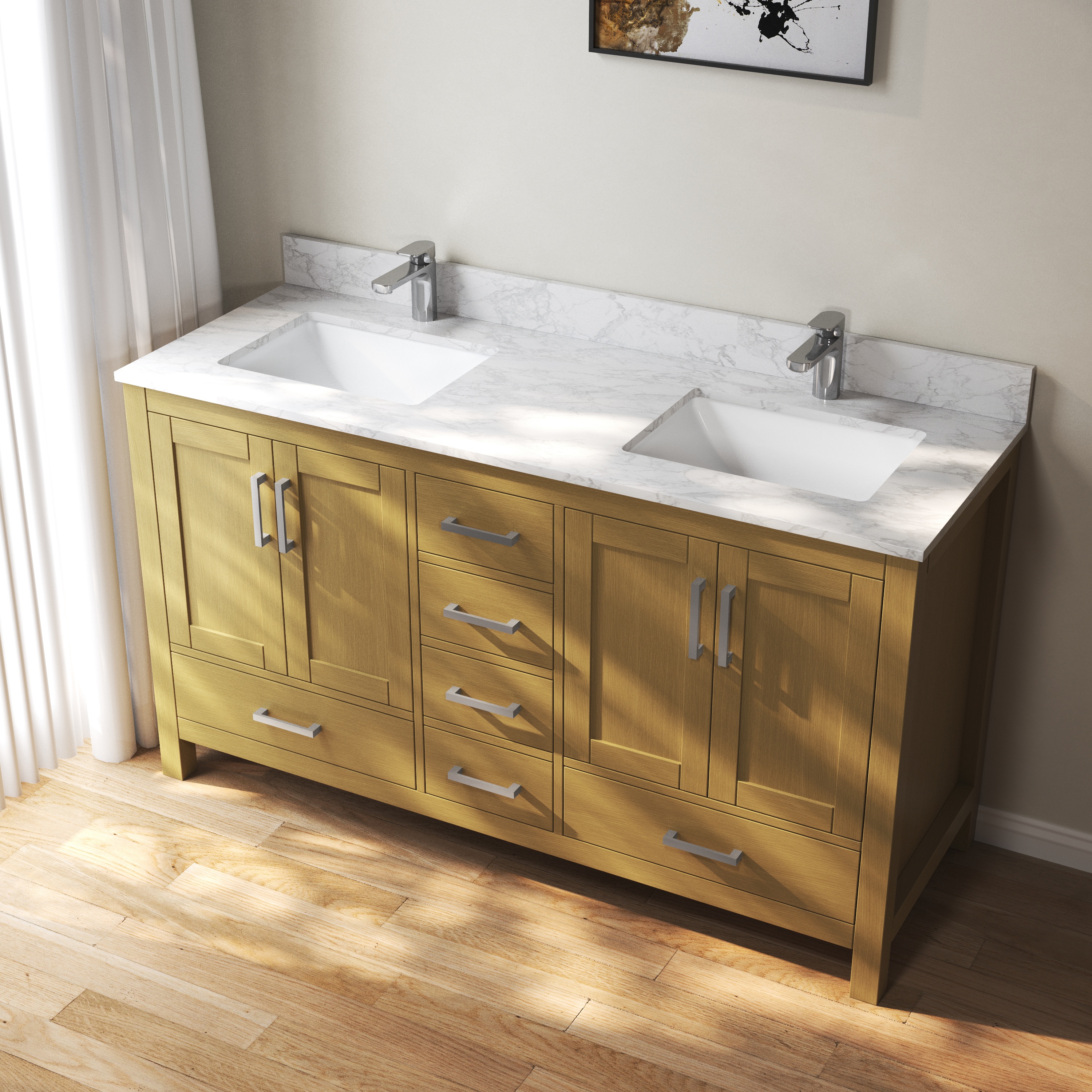 Pine wood natural color and white
