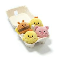 4 Paket Mainan Anjing Boneka Hewan Ternak Berbunyi, Dikemas dalam Kemasan Telur, Mainan Kunyah Hewan Peliharaan Lucu Bentuk Lebah, Ayam, Babi, Boneka Lembut