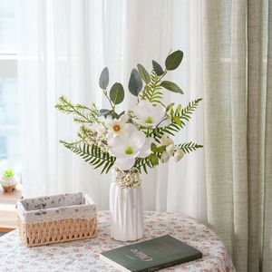 Bouquet de fleurs artificielles de magnolia Moonlight Letter, en mousse plastique blanche, avec fil de fer, fait main, pour décoration de mariage et de maison - Product Image 1