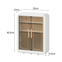 Boîte de rangement multifonctionnelle en plastique Support de rangement mural sans perforation Armoire de rangement de salle de bain avec 4 crochets pour serviettes