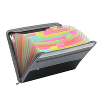 Porte-documents extensible format A4, 13 poches, plusieurs couleurs, fournitures de bureau, fermeture éclair, matériau PP, pour les étudiants