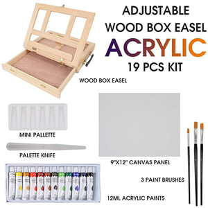 Set de <span class=keywords><strong>peinture</strong></span> <span class=keywords><strong>pour</strong></span> maches en bois, Kit de bureau, avec planche à <span class=keywords><strong>peinture</strong></span>, pinceaux en acryliques, 60 pièces - Product Image 2
