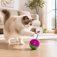 Jouet interactif pour chat en peluche, souris à bascule, couleurs assorties, avec queue à plumes, pour chats d'intérieur