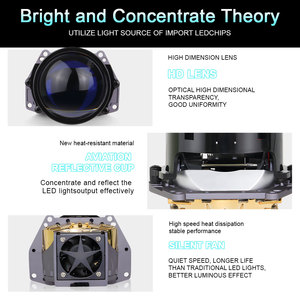 Phares Bi-projecteurs <span class=keywords><strong>E8</strong></span> Super Lumineux 75W 7500lm en Aluminium, Feux de Brouillard LED, Faisceau Haut et Bas, Projecteur 12V-24V Étanche IP68 pour Voiture - Product Image 3