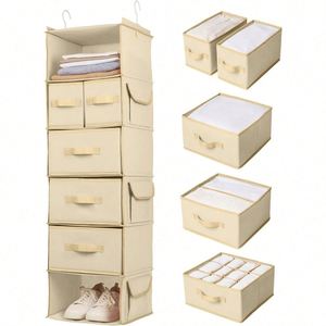 6 Shelf Hanging Closet Organizer Drawers Shelf Hanging Closet Hanging Organizer Hanging Fabric Organizer Rack for Home - Product Image 1