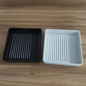 Benutzer definierte Logo Square Restaurant Weiß Schwarz Melamin Tablett Fleisch teller Hotpot Teller Gerichte Kunststoff Serviert abletts für Restaurant - Product Image 4