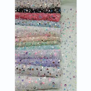 Factory direct sales good price embroidery beads and sequins mesh fabric for woven dress