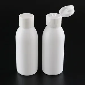 Custom Made White Round Small HDPE Medical Liquid 50 ml Plastic Bottles