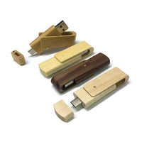Flashdisk Kayu Putar 2-in-1 3.0 64GB 128GB USB dengan Logo Custom 2.0 32GB 8GB 16GB Pendrive Tipe-C Memori USB Putar