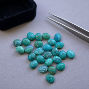Cabochon ovale en chrysocolle naturelle, pierre précieuse lâche, polie et lisse, bleu-vert, pour la fabrication de bijoux, vente en gros - Product Image 5