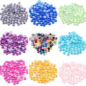 Lot de 10 000 perles d'imitation en plastique semi-circulaires à fond plat de couleur unie pour accessoires de bijoux DIY, vêtements et nail art - Product Image 5
