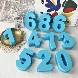 Al por mayor venta al por mayor nuevo gran 0-9 Digital número de formas de resina del Pop cumpleaños moldes de pastel de silicona para hornear Pan herramientas