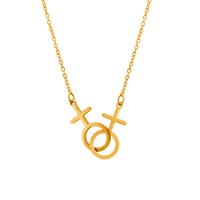 Nouvel Arrivage Chaîne à Maillons en O avec Pendentif Symbole de Genre en Acier Inoxydable Collier Fantaisie pour Femme Bijoux de Chine Vente en Gros TGXL14598
