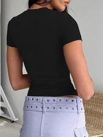 Camisetas de manga corta para mujer, tops cortos de verano, básicas, ajustadas, para gimnasio, entrenamiento, ropa Y2k
