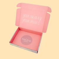 Boîte d'expédition postale en carton ondulé rose personnalisée pour vêtements, emballage cadeau avec impression de logo