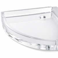 Étagère d'angle de salle de bain en acrylique sur mesure, support mural transparent pour douche avec rebord surélevé et espace pour logo