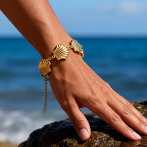 Seashell Design Gold Plated <b>Bracelet</b> Zinc Alloy Ocean Theme Jewelry for Women - Product Image 1