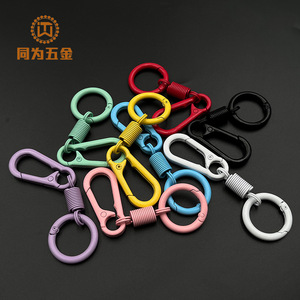 Mousquetons personnalisés en alliage de zinc avec anneaux à ressort, porte-clés colorés, accessoires de bijouterie - Product Image 1
