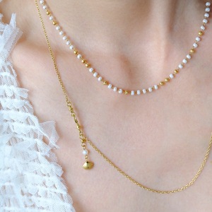 Collar Largo de Acero Inoxidable Francés con Borla de Concha Pequeña y Gancho de <span class=keywords><strong>Marinero</strong></span>, con Perlas Naturales Vintage, que No se Desvanece - Product Image 1