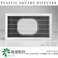 Diffuseur carré en plastique ABS SGPW4075 400x750mm avec boîte de plénum PB et adaptateur carré-rond MA, kit HVAC