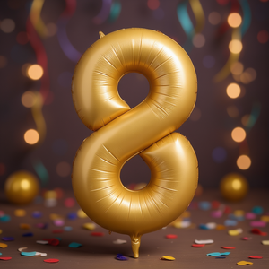 Party Love <b>Balloon</b> Number 8 Gold <b>100</b> Cm Metallic Party Decoration - Product Image 2