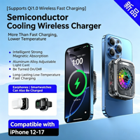 Refroidisseur de téléphone magnétique à semi-conducteurs avec chargeur sans fil 15W, support pliable, charge à basse température sans surchauffe, pour le gaming