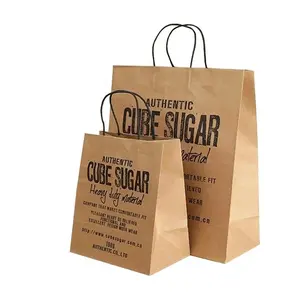 사용자 정의 로고 재활용 빵 음식 베이커리 테이크 아웃 포장 쇼핑 캐리 커피 접이식 포장 종이 가방