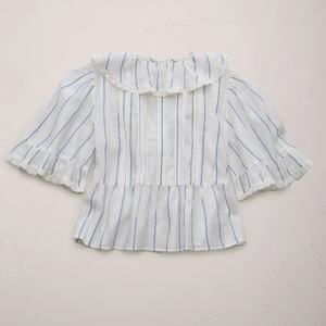 Nouvelle Blouse Décontractée Ample à Rayures Bleues et Col en V à Volants pour Femme – Qualité Supérieure - Product Image 2