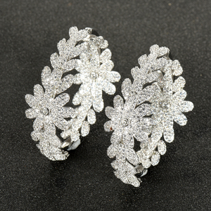 HIBRIDE Luxe Plaqué <span class=keywords><strong>Or</strong></span> Micro CZ Pave Big Heavy Hoop Boucle D'oreille pour Femmes Accessoires De Mariage Créoles D'Oreilles Femme E-957 - Product Image 1