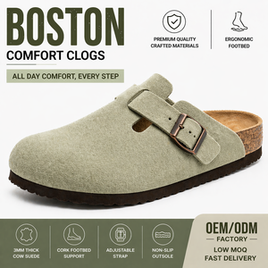 Zuecos de EVA con entresuela de madera de marca de diseñador populares, cómodos, con parte superior de ante de vaca, para hombre y mujer, al por mayor - Product Image 2