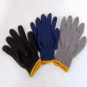Nhà máy 7/10g dày công nghiệp dệt kim bông lao động Găng tay màu tối màu xám đen màu xanh hải quân làm việc an toàn bông găng tay LUVA Gants - Product Image 4